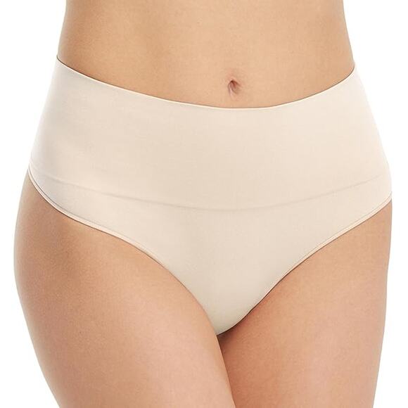SPANX Womens Large Soft Nude Everyday Shaping Panties Thong Underwear D9-3 - Picture 1 of 11